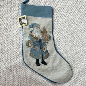 Lynn Haney Coastal Christmas Santa Needlepoint Stocking 11x18, NWT, 5 total